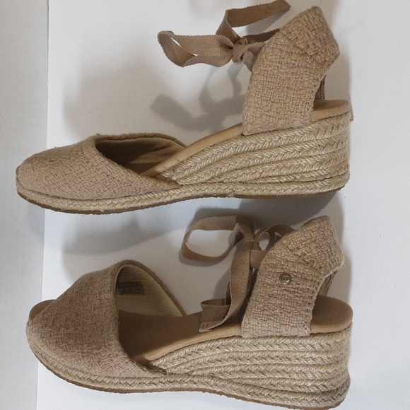 Ugg Australia Delmar espadrille wedge sandals cotton Weave upper natural size 9 - Picture 7 of 11